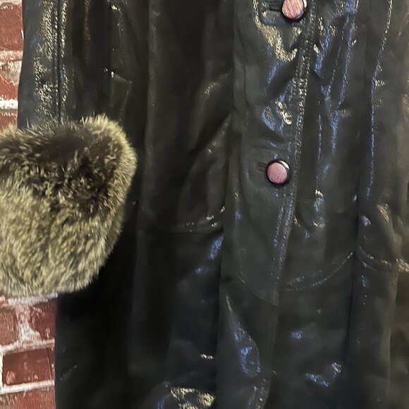 Vintage 90s Elegant Maxi Faux-Fur Coat Dark Chocolate Brown - Picture 4 of 14